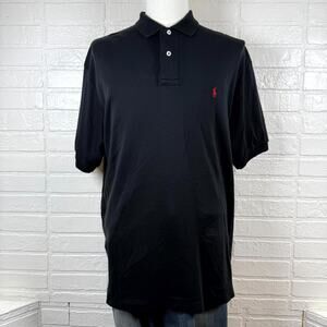 Polo Ralph Lauren Polo Mens XL Black Cotton Pony Embroidered Golf Shirt Summer